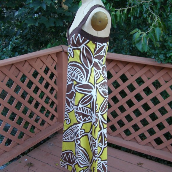 🌞🏝 New size 8 Summer Dress Bold Yellow and Brown Tropical print - Picture 6 of 11